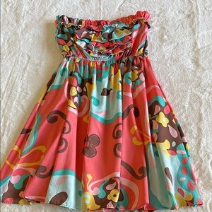 Judith Marsh Colorful Patterned Tweens Strapless Dress  SZ  0-3